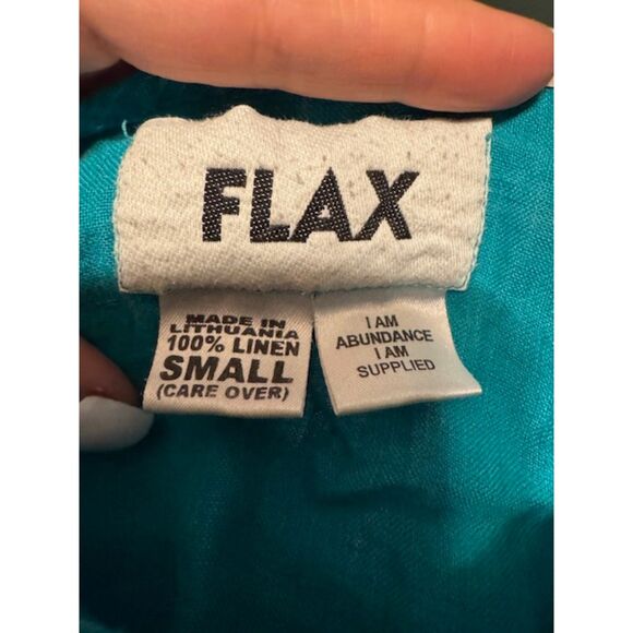 Flax Linen Tee Size Small Teal - Picture 3 of 4